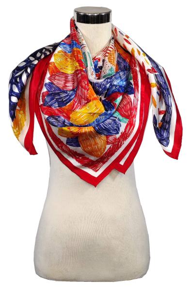 Foulard Shawl Silk Satin 110X110 colorful red yellow blue